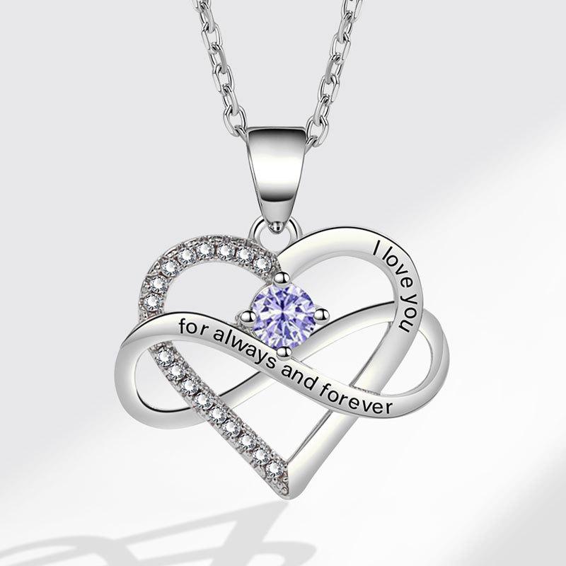 Fashionable Zircon Heart Large 8 I Love You Letter Necklace Women's Versatile Jewelry