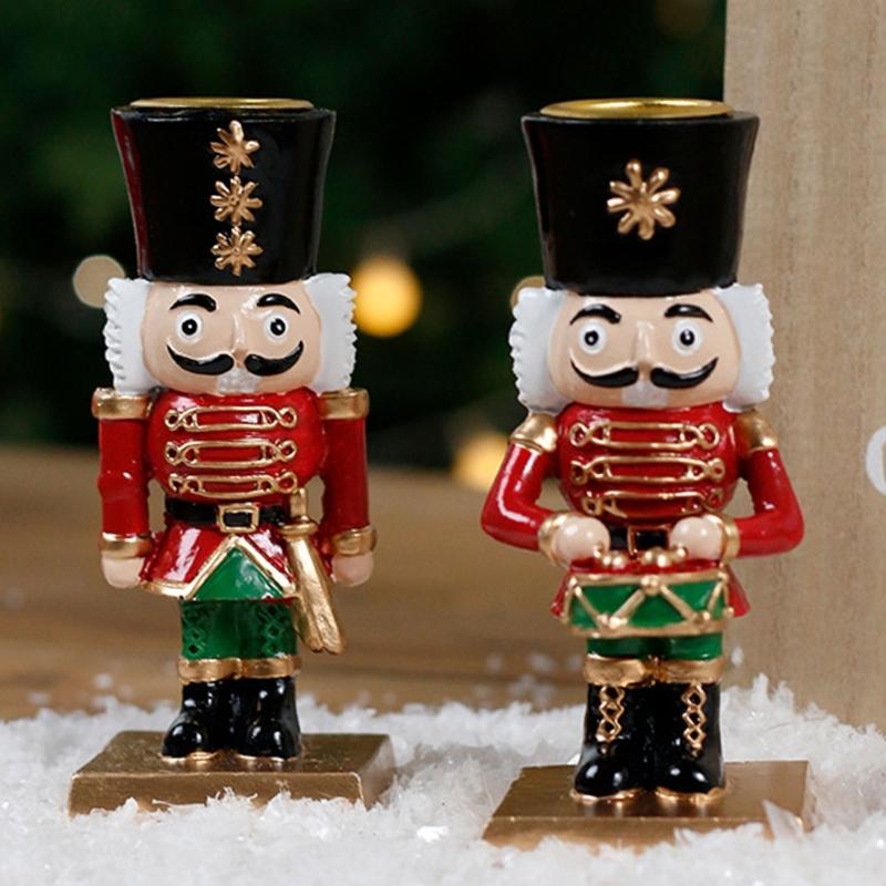 Christmas Nutcrackers Ornament Nutcrackers Figures Candle Holders Table Centerpieces Home Decors for Fireplaces Shelf