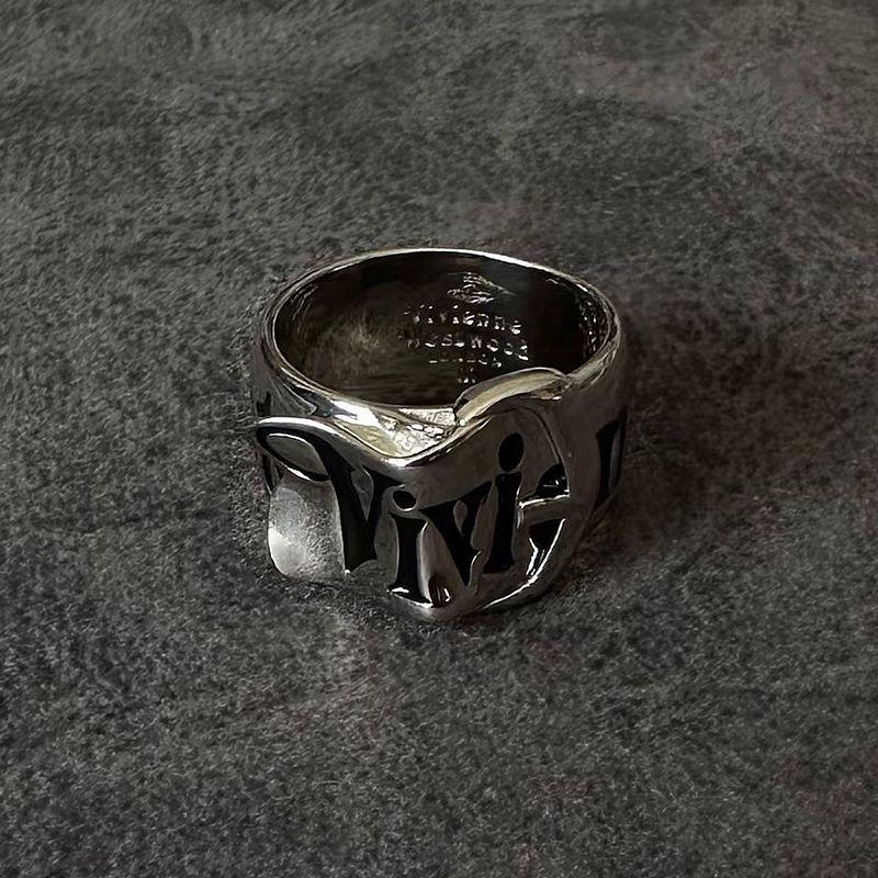 Gürtelschnallenring Nischendesign Klassisches LOGO Schwarz gefärbtes Metall Retro-Trend Punk Paar Hip-Hop-Stil Ins