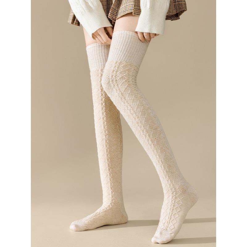 Autumn and Winter Socks: Women's Twisted Calf Socks, Solid-colored Over-the-knee Socks, Versatile Socks