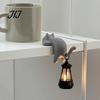 Soft Glow Reading Corner Light Cat Shape Shelf Hook with LED Lantern, Vintage Decorative Cozy Atmosphere Night Lamp Hanging Ornament, for Bookshelves