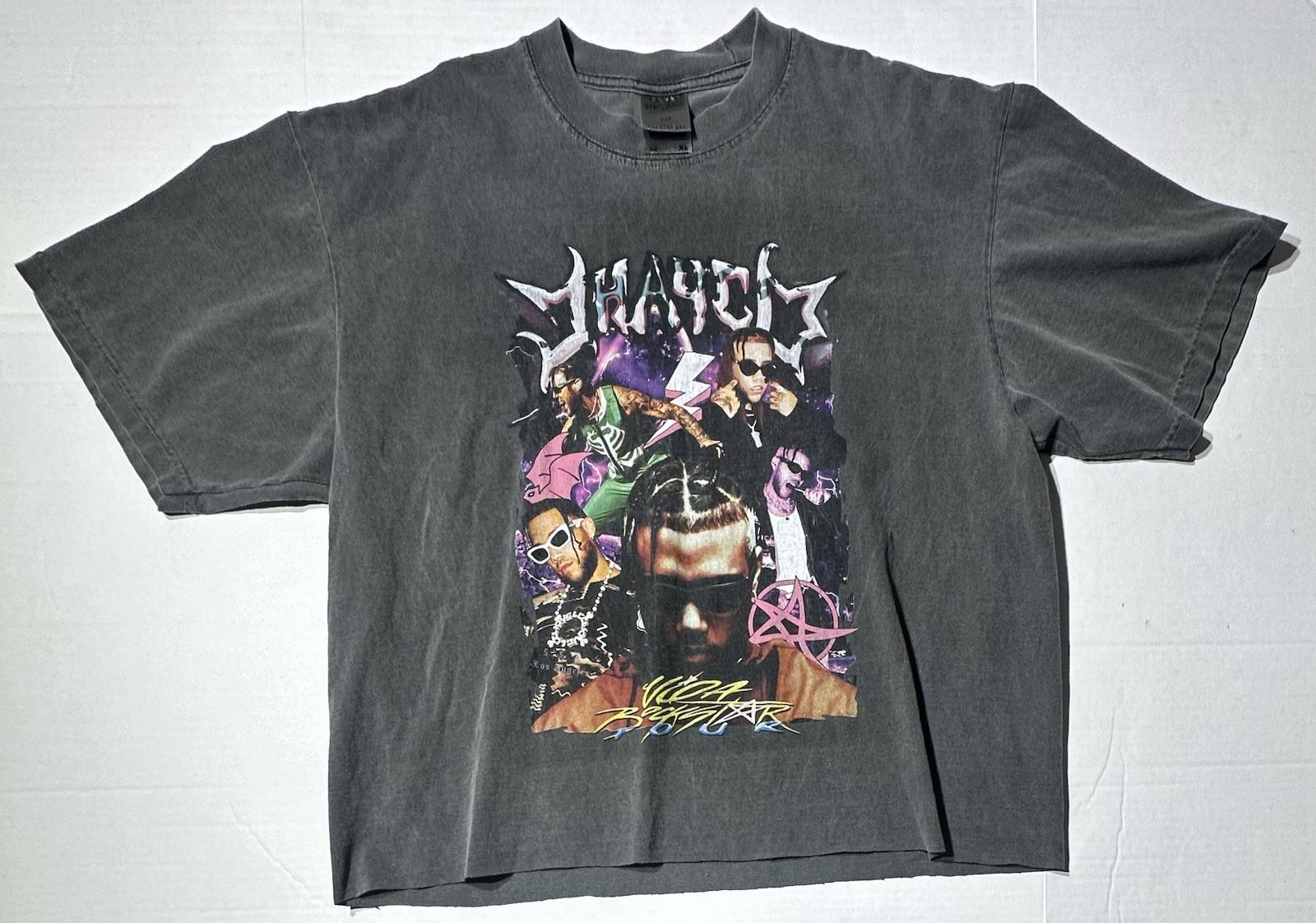 Jhayco T Shirt Adult XL Black Double Sided Graphic Cropped Unisex T-Shirt S
