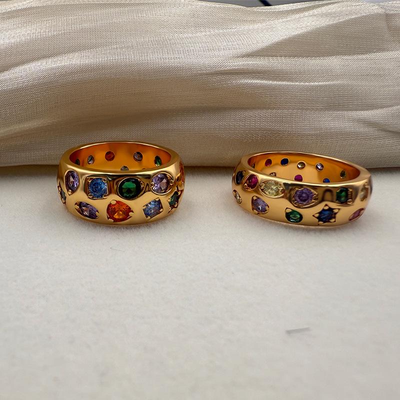 

Европейское и американское трендовое кольцо с цветным цирконом – Ретро дизайн в стиле легкой роскоши Size 9