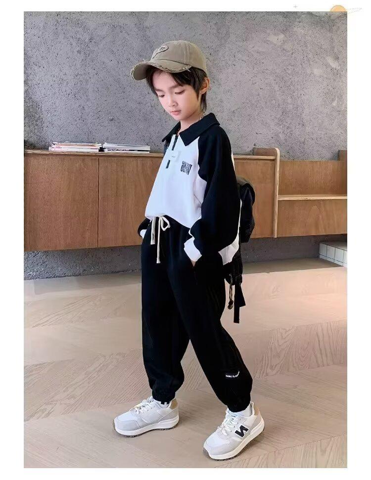 Pantaloni della tuta neri da ragazzo per primavera e autunno - Vestibilità casual leggera per bambini e adolescenti