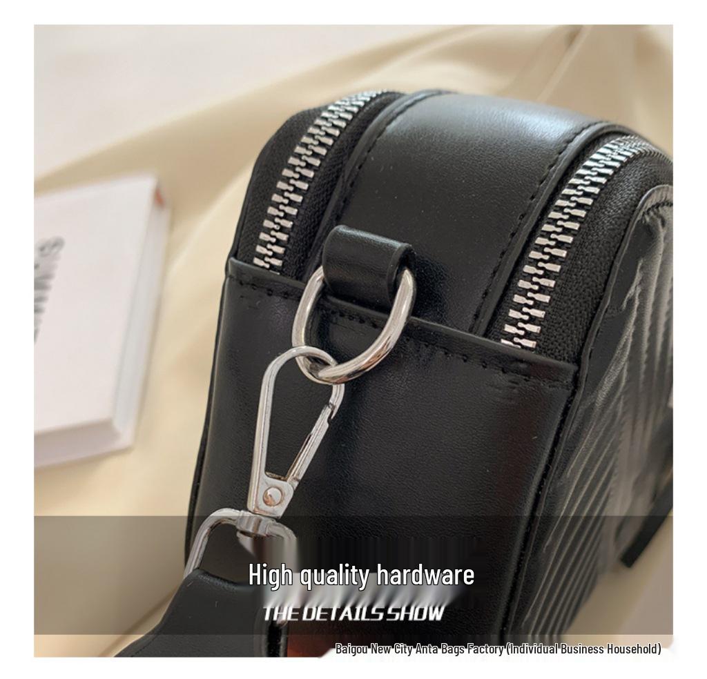 Trendy Solid Color Camera Bag with Diamond Lattice, Wide Strap & Letter Design - Women's Crossbody & Single Shoulder