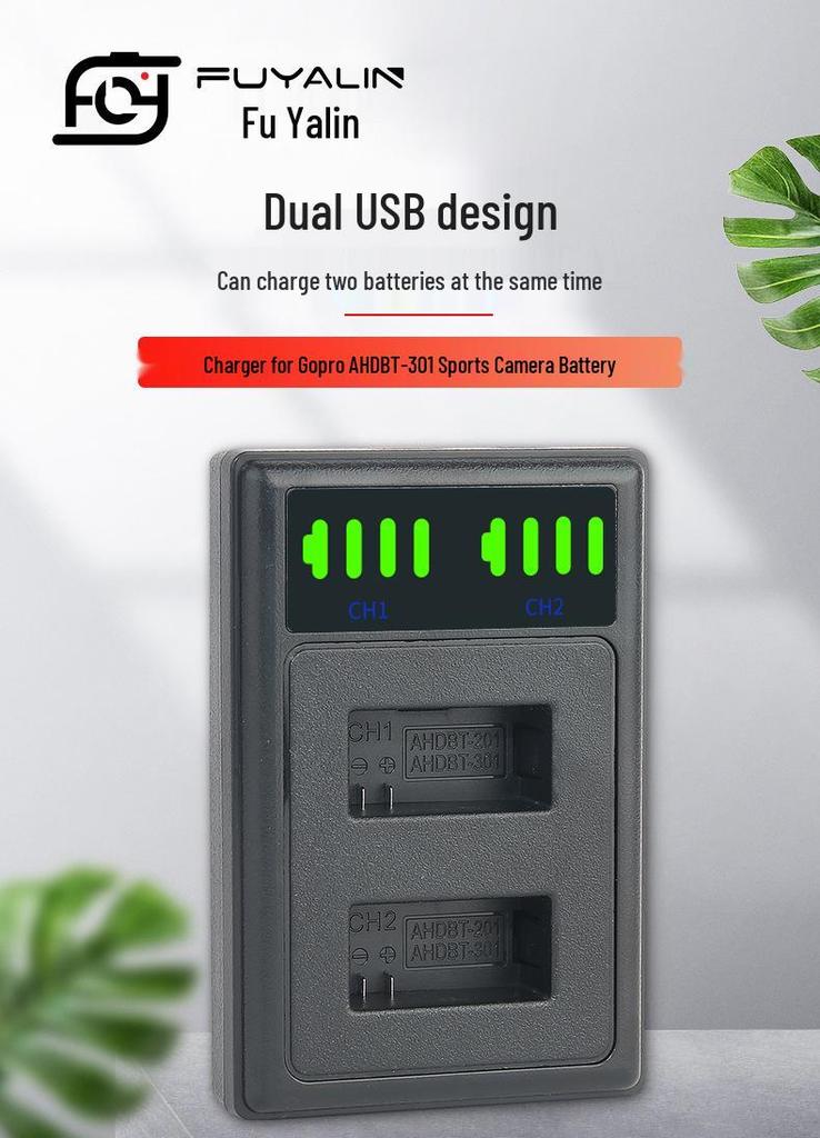 GP301 Dual Charger for GoPro AHDBT-301/201 Hero3 Batteries - Camera Accessories.