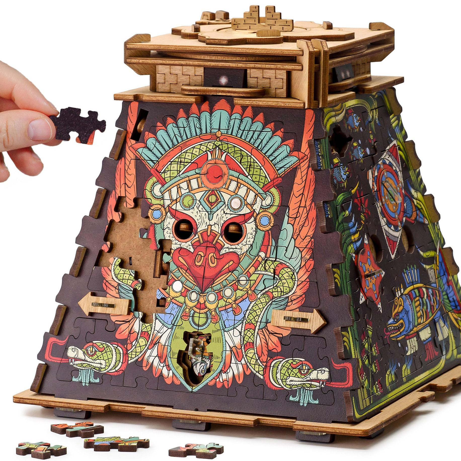 CluePuzzle iDventure Wooden Puzzle Escape Game 4 Types Available Gift Hobby of the (200+ Pieces) & (Pyramid Sun)