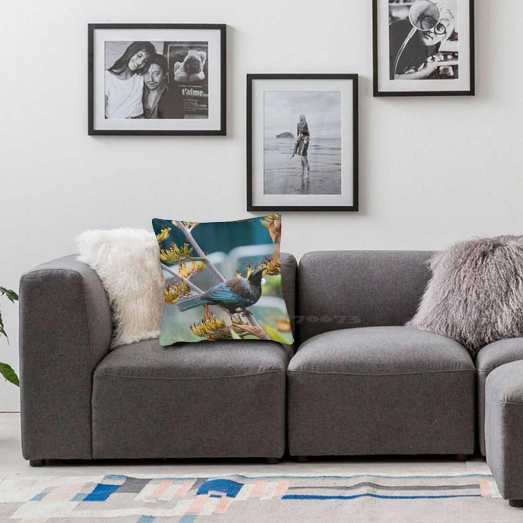 Tui Feasting Urquharts Bay , Nz Home Sofa Car Cushion Cover Pillowcase Kiwi Native Bird Nature New Zealand Aotearoa Parson Bird