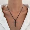 Fashion Christian Jesus Cross Necklaces Black Color Long Chain Simple Cross Pendants for Women Men Jewelry Gifts Dropshipping