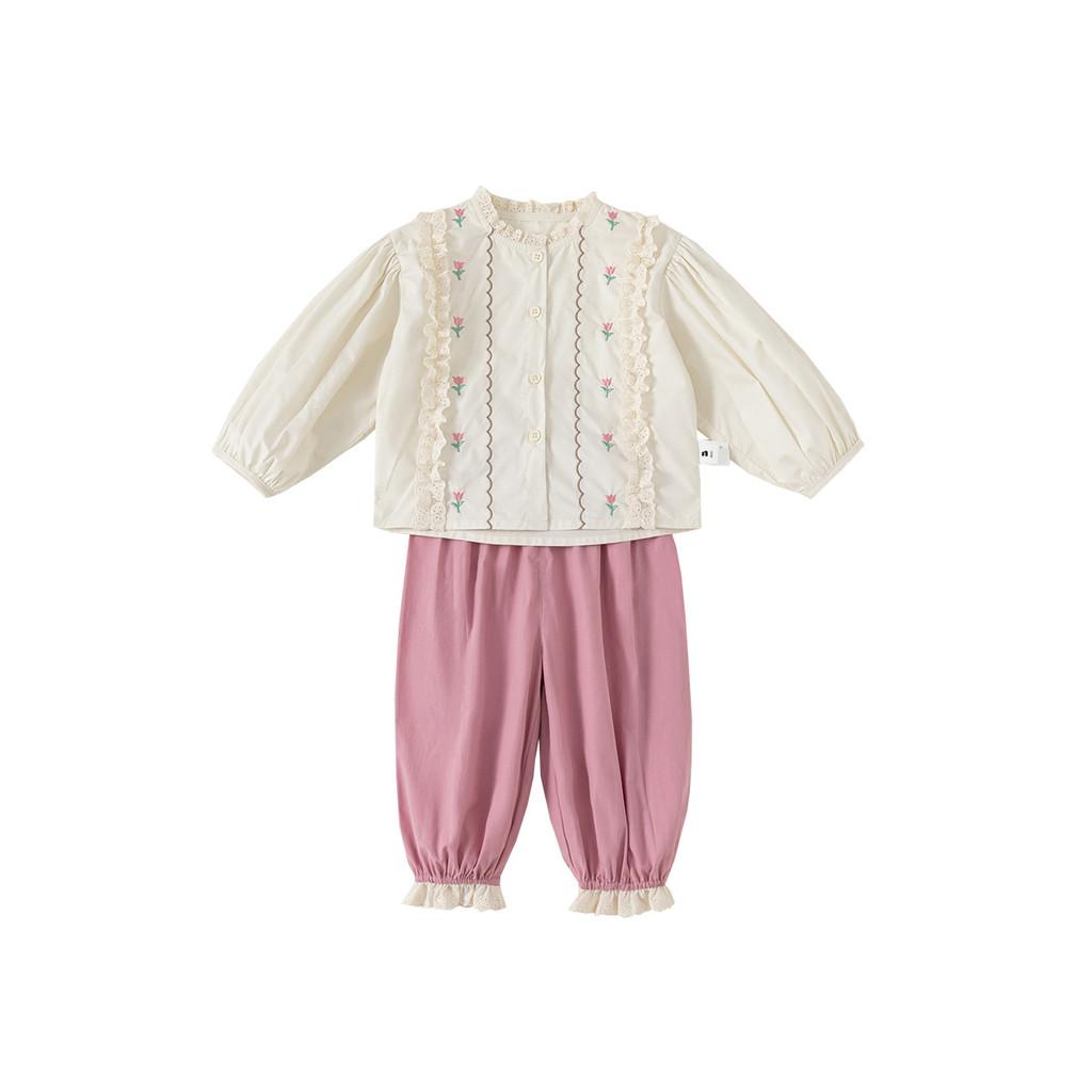 Forest Girl Toddler Girl Long Sleeve Suit With Embroidered Floral Pattern For Kids 3 To 8 Years 140cm