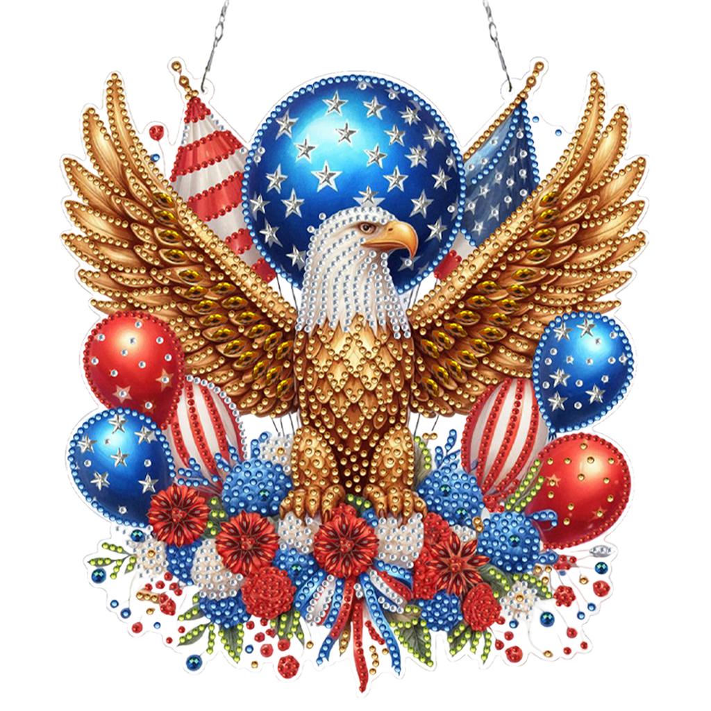 Independence Day 2D Flat DIY Acrylic Rhinestone Diamond Art Window Pendants Diamond Painting Set Diamond Art Pendant Home Decor