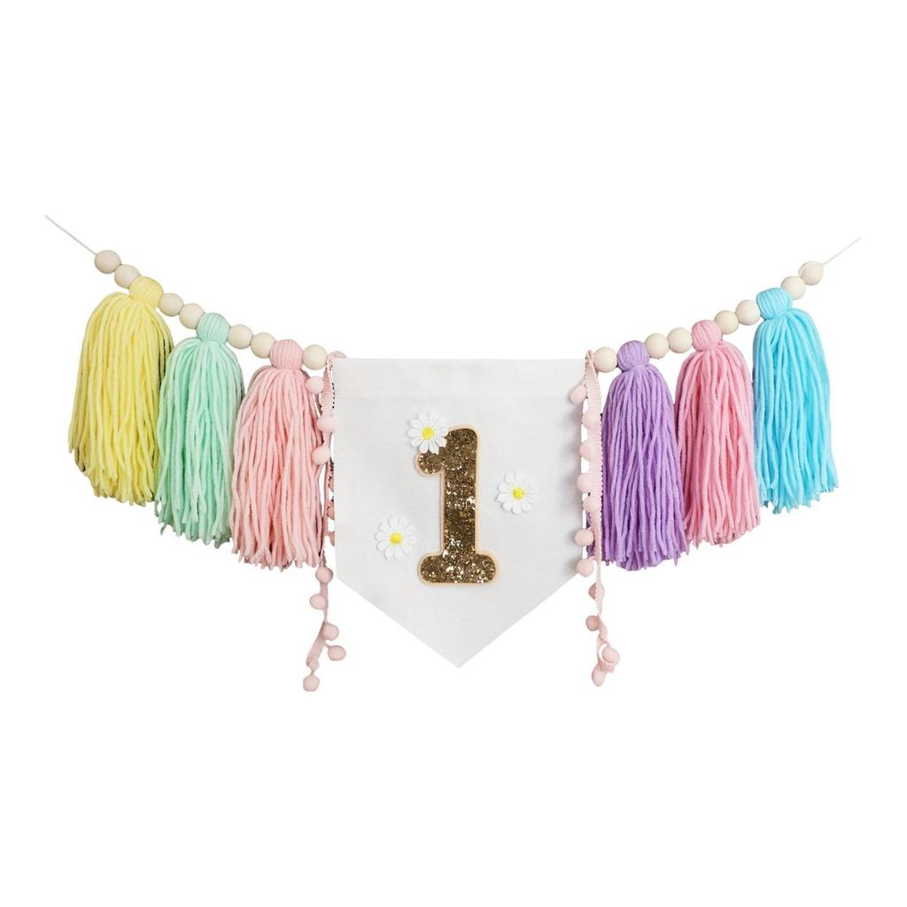 First Birthday Highchair Banner Party Decorations Nursery Hanging Ornament Home