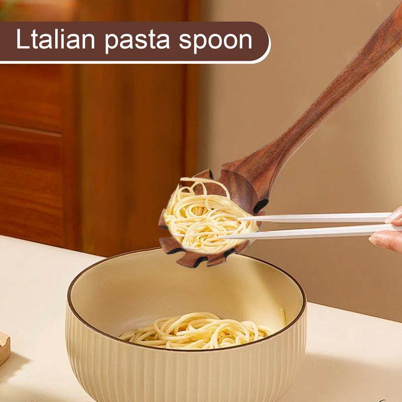 12.6 Inch Wooden Pasta Spoon Kitchen Long Handle Noodle Spoon For Mixing Stirring Tasting And Baking Cooking Pasta Tools