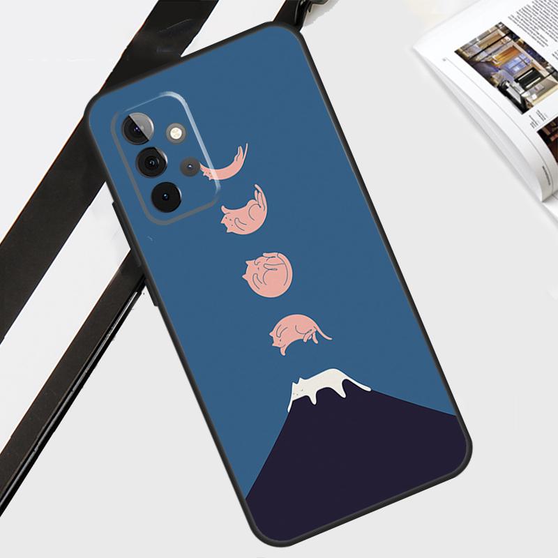 Abstract Cat Mount Fuji Japan Landscape For Samsung Galaxy A34 A54 A14 A71 A51 A13 A23 A33 A53 A73 A12 A22 A52 A32 Phone Case