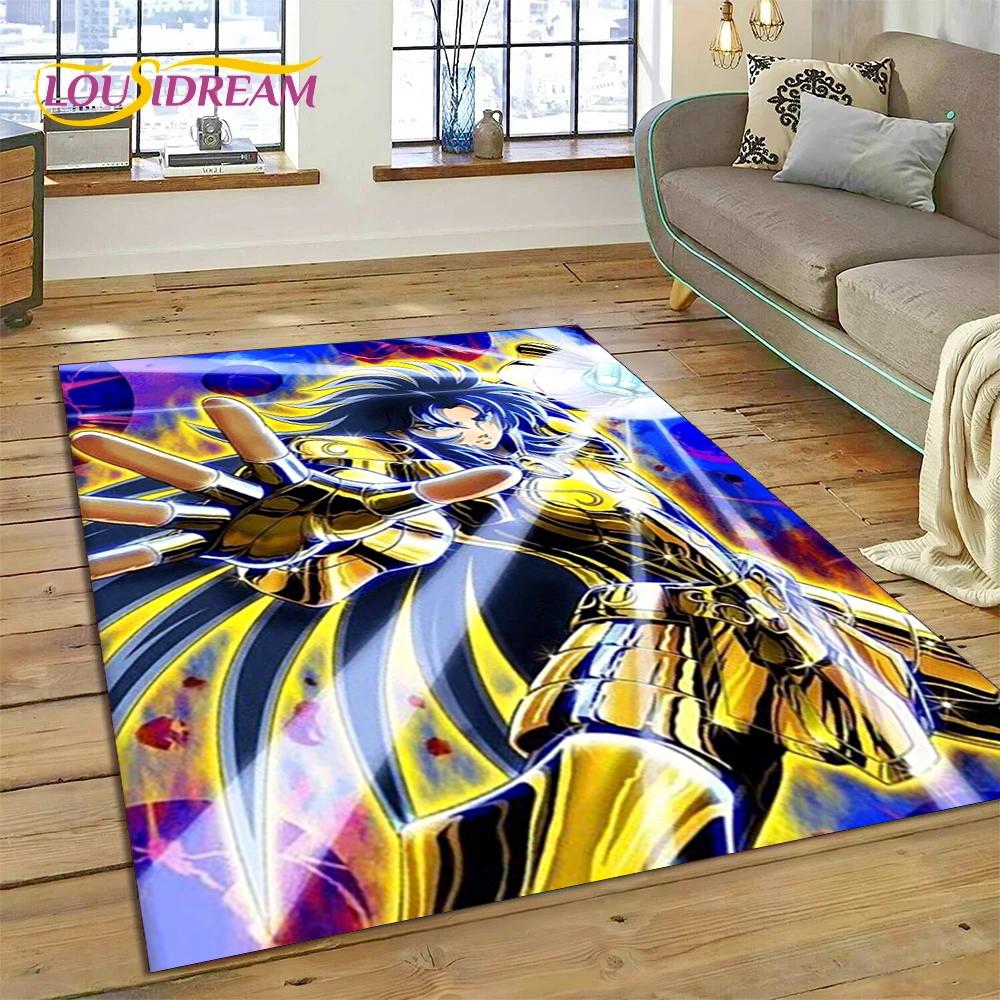 Cartoon Saint Seiya 3D Retro  Anime Rug Carpet for Living Room Bedroom Home Decor,Floor Mat Non-slip for Sofa Doormat Gift Kids