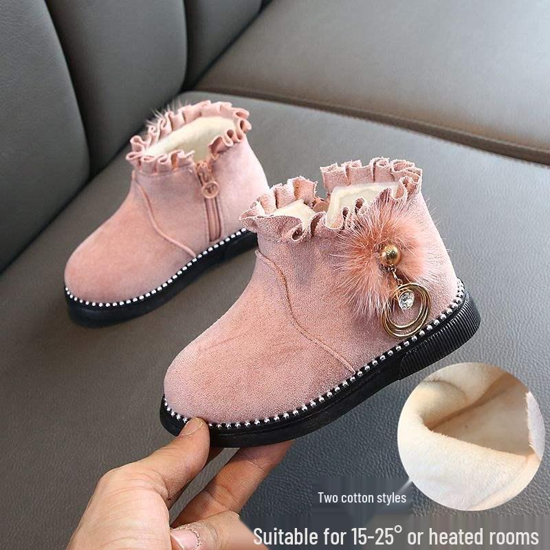 Stylish Winter Snow Boots for Girls Aged 1-6 - Plush, Thickened Martin Princess Boots