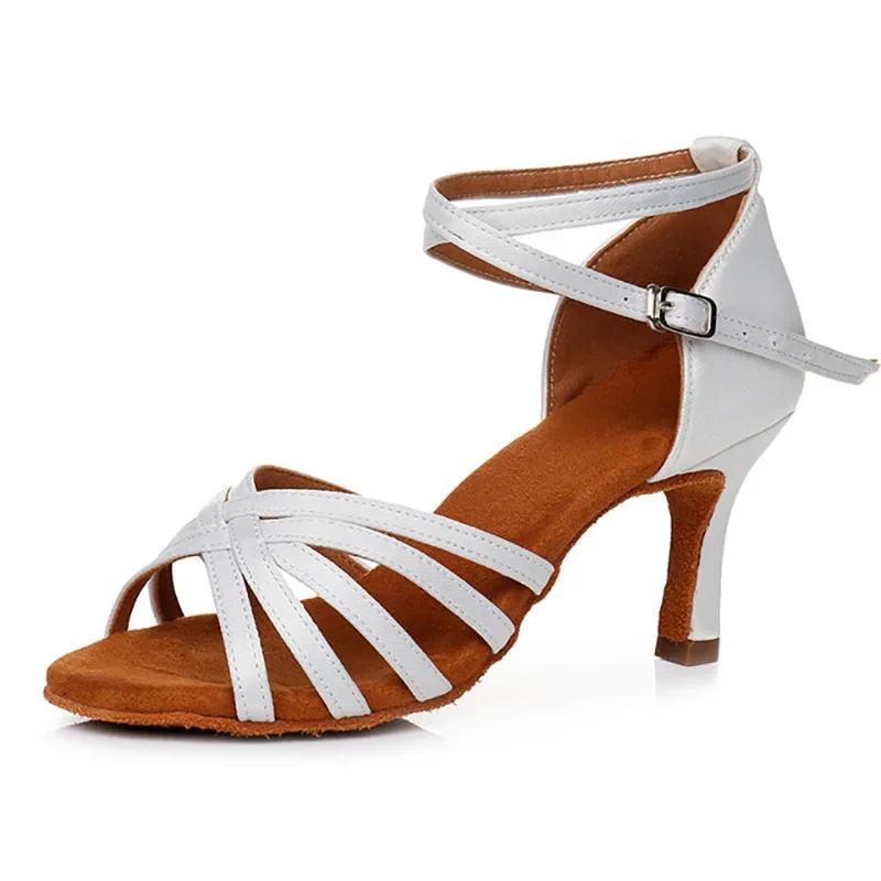 Profesionální podpatky 7cm/5cm Saténové Bez tkaniček Salsa Tango Společenské Latinskoamerické Taneční boty Dámské Zapatos De Baile Latino Mujer