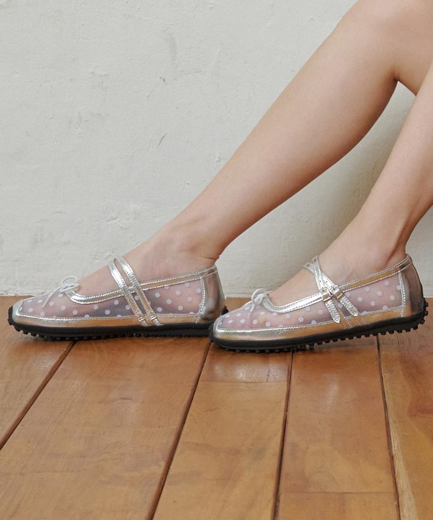 Wettia Dot Mesh Mary Jane Flat Sneakers 68313