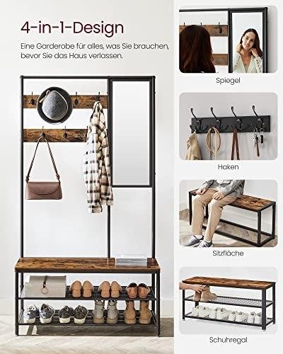 Clothes Hanger Stand, Industrial, Rustic Brown And Black Hsr415b01 Lumarko!