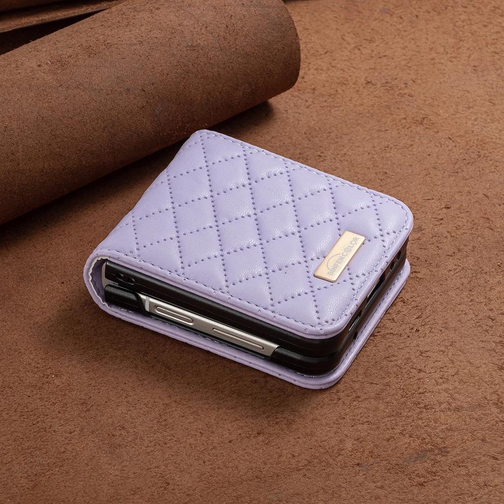 Étui de luxe en cuir pour Samsung Galaxy Z Flip 7 FE 6 5 4 3 5G Flip4 Flip5 Anti-Choc Housse de Protection Sac Sensation Cuir Fundas