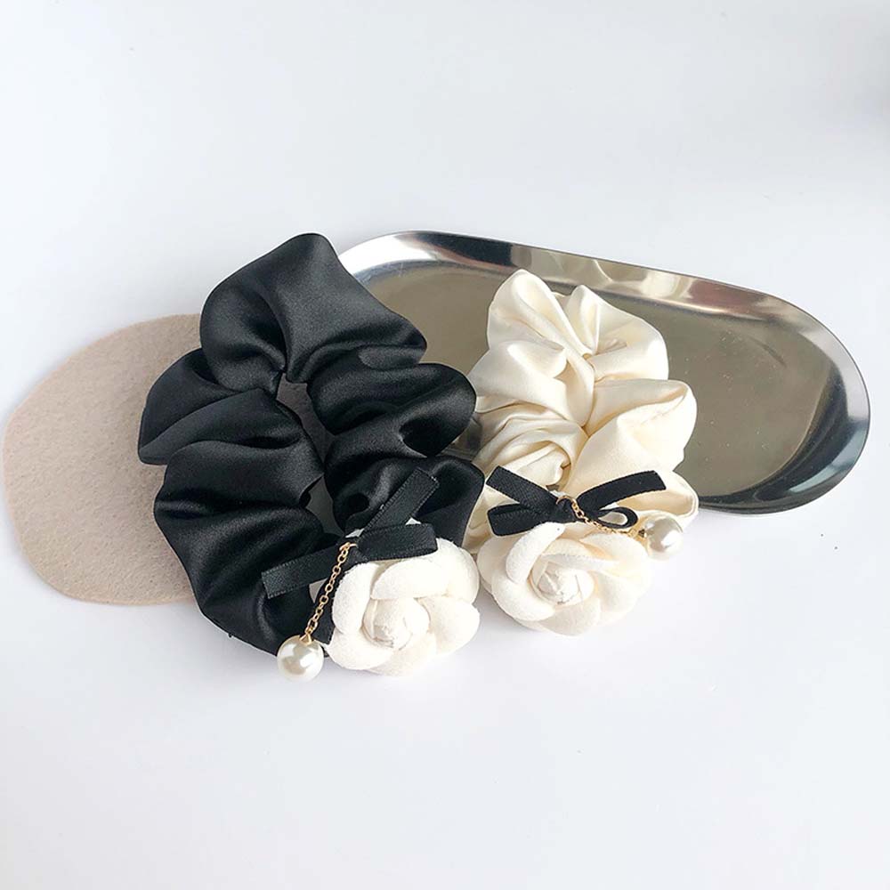Accessories Pearl Cloth Girls Women Camellia Scrunchies Hair Bands Elastic Hair Rope Hair Circle