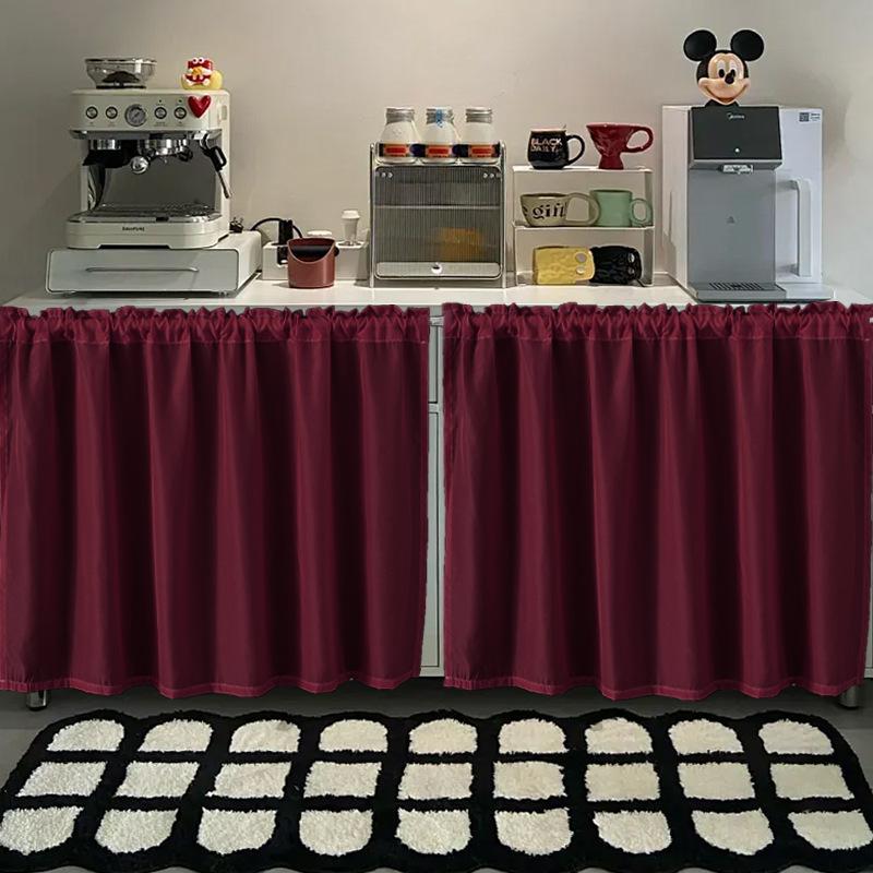 White Chiffon Waterproof Half Curtain Short Kitchen Cabinet Sundry Shade Partition Curtain Dining Table Table Skirt