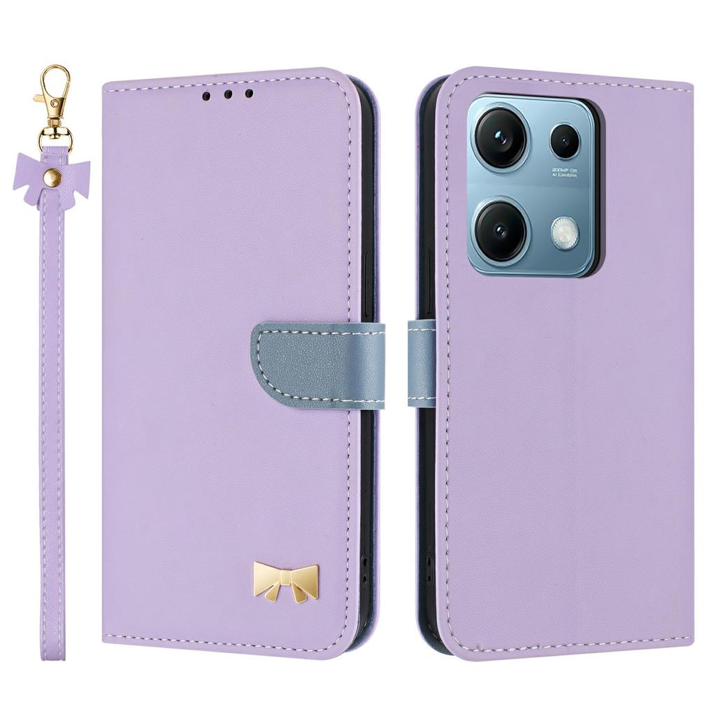 For Xiaomi Redmi Note 14S 4G Case Bowknot Decor Wallet Leather Phone Cover with Wrist Strap