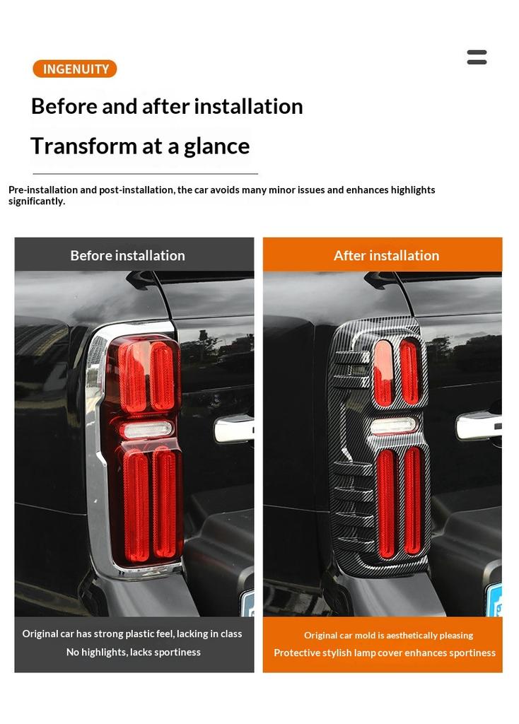 For Tank 500 Hi4T Hi4Z 2022‑2026 Rear Tail Light Cover Trim Lamp Protector Decor Decal Exterior Mod Car Accessories