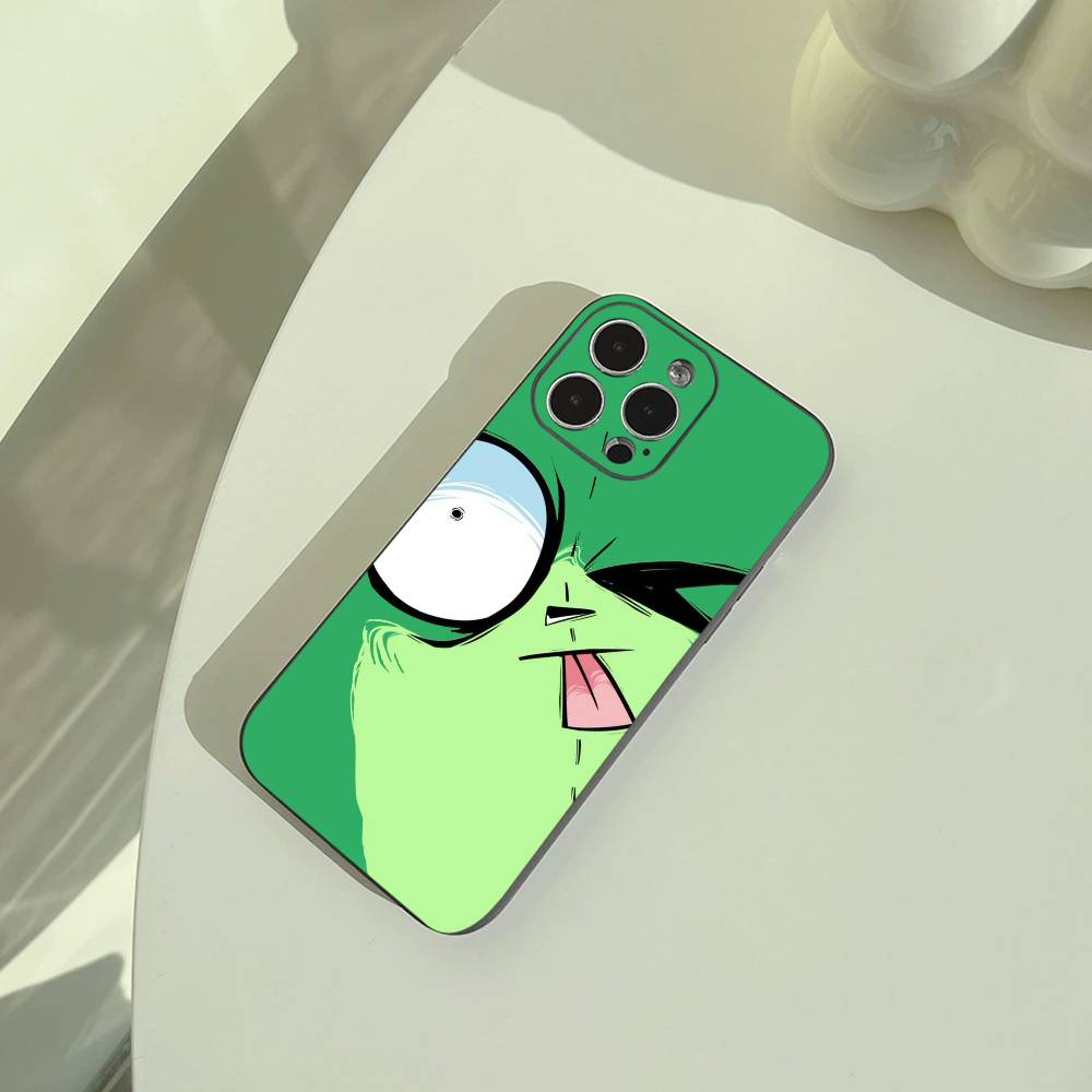 Cartoon Invader Zim Gir Phone Case For iPhone 17,16,15,14,13,12,11 Pro Max,16/15/14Plus,XS Soft Black Cover