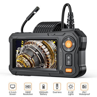 Industrial Endoscope Camera 4.3" IPS Single Dual Lens Car Inspection Borescope Sewer Camera IP67 Waterproof Snake Camera 8 LEDS