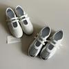 Spot Version~ Silver Velcro Sports Mary Jane Shoes Versatile Round Head Casual Shoes Women's Flat Ballet Training Shoes