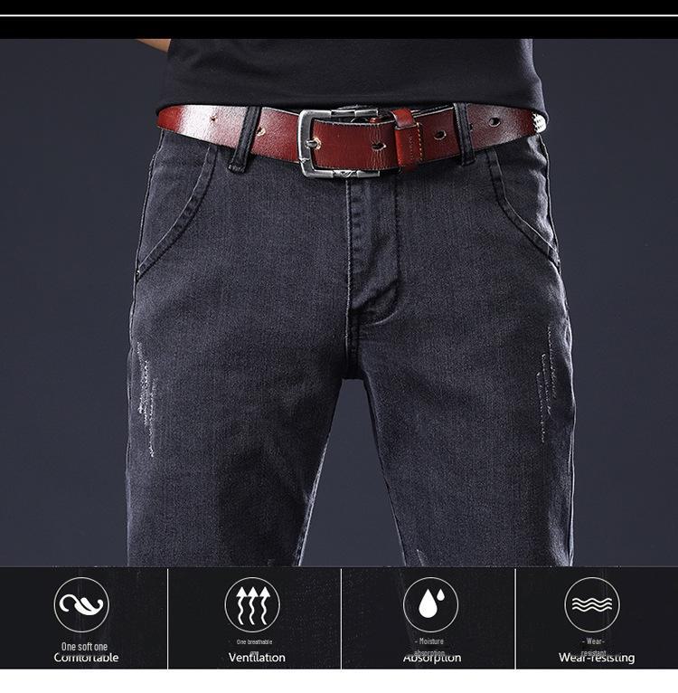 Men's Slim Fit Korean Style Elastic Jeans for Teens - Trendy, All-Match, Long Pants for Spring and Autumn