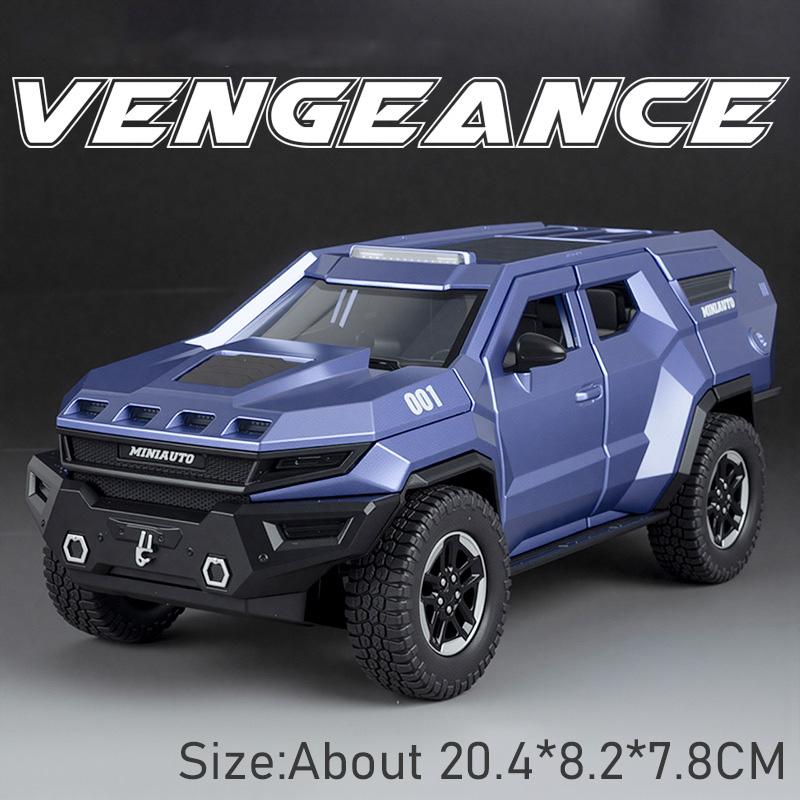 1:24 Scale Rezvani Vengeance RAM MAMMOTH Alloy Car Model Toy Pull Back Music Light Cross-Country Vehicles Home Decoration