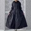 Women Chic Solid Maxi Dress Puff Jacket Slim Fit S Line Big Hem Warm Long Robes Coat Outfit Lady High Street Outwear