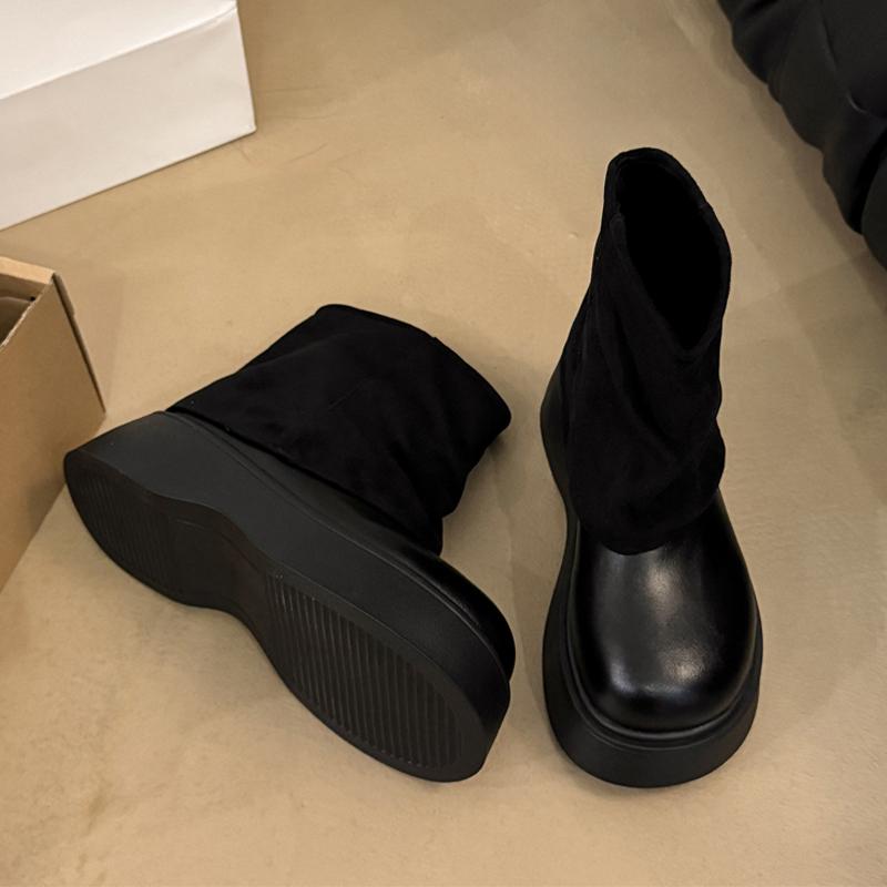Fashion Women Platform Ankle Boots Flats Fashion Designer Shoes Dress Winter Woman Boots 2025 Brand Casual Goth Warm Chelsea Botas Mujer