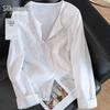 Women's Linen Blend Embroidered Long Sleeve Shirt
