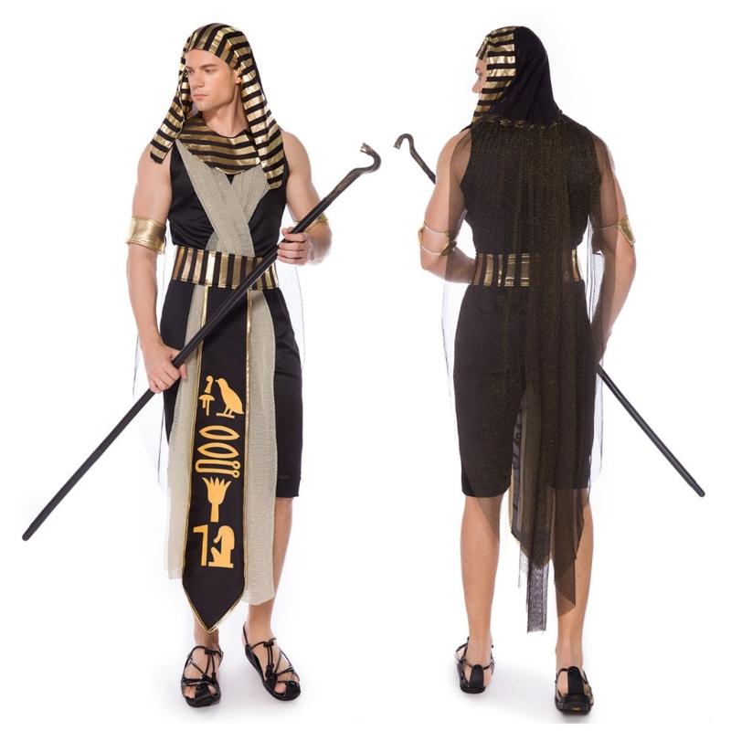 Man Egyptian Costume Set Women Egypt Queen Outfit Egyptian Collar Wristbands Belt Decorations for Halloween Cosplay