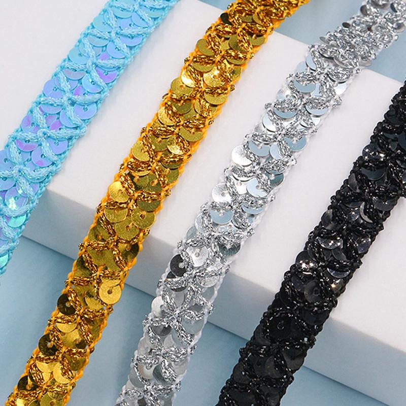 30 Meter Sequin Lace Trim 1.5cm Width Braided Band Decoration Ribbons DIY Cosplay Stage Costumes Hat Clothing Sewing Accessories