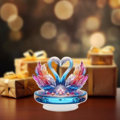 Swan Statue Acrylic Sculpture Collectable Artwork Table Centerpiece Bookshelf Gifts Bedroom Tabletop