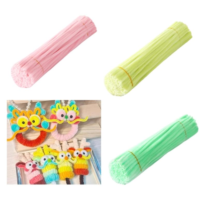 Bunte Pfeifenreiniger 100 Stück 30cmx6mm Pfeifenreiniger Farbige Weiche Plüschstiele für Kinder Kunsthandwerk Geburtstagsfeier Zubehör