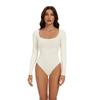 Nahtloser Square Neck Langarm Tummy Control Po-Lifting Taillenraffender Bodysuit Formwäsche