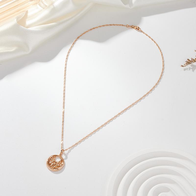 Kinel Glossy Pendant Necklace Earrings For Women Cubic Zircon Daily Jewelry