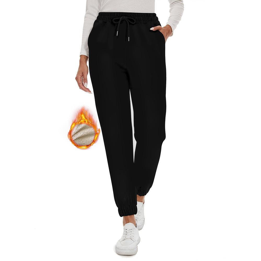 

Осенне-зимние спортивные брюки с манжетами и флисовой подкладкой для женщин, верхняя одежда, теплые, на шнурке, с флисовой подкладкой, утолщенные осенне-зимние спортивные брюки XXL