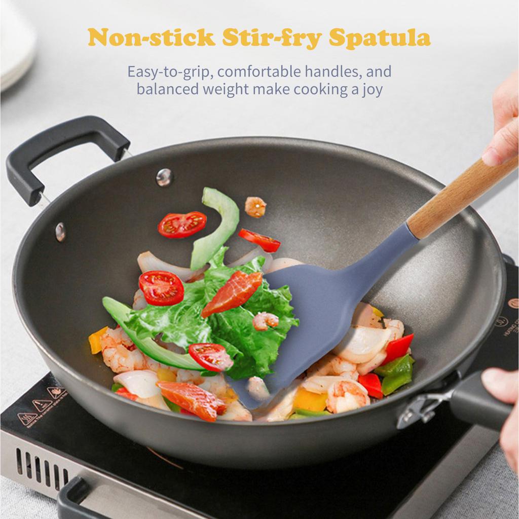 12PCS Cooking Utensils Heat Silicone Baking Kitchenware Set Chef Nonstick Cookware Storage Holder Spoon Brush Spatula Food Tongs Kitchen Gadgets Tools