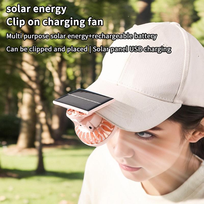 Portable Mini Hand Clip Fan Usb Rechargeable Solar Powered Fan For Travel Outdoor Hiking Camping Clip On Air Cooling Small Fan