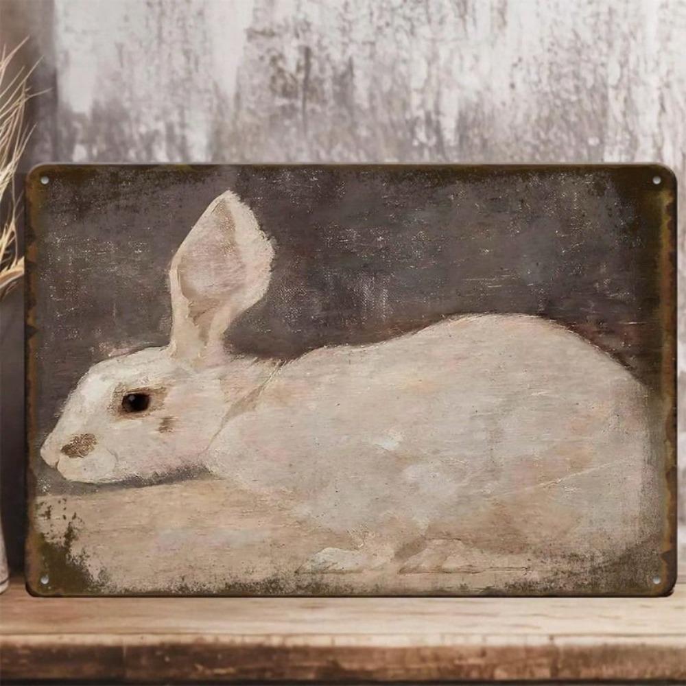 Vintage Metal Poster Rabbit Country Style Bar Wall Decor