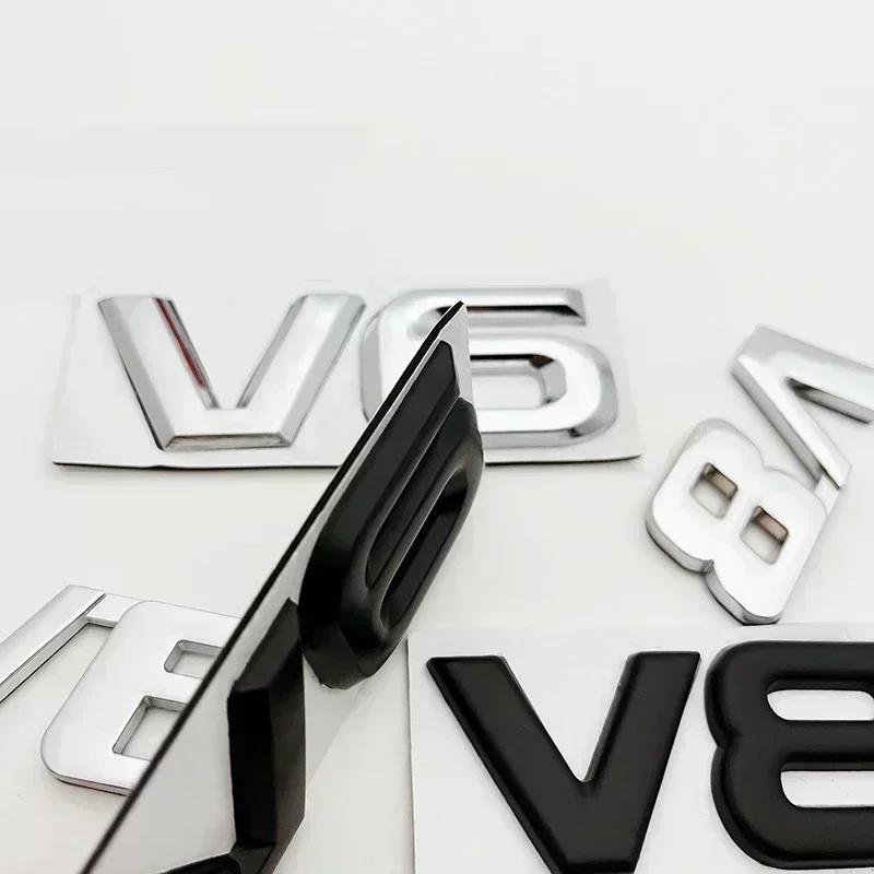 3D Kovové Logo V6 V8 Znak Motoru Auta Odznak Samolepky Dekorativní Samolepky Pro Toyota BMW Benz Honda Mazda Autopříslušenství