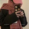 Contrasting color grid scarf women's winter Japanese retro grid scarf warm couple knitted scarf fringed shawl dual-purpose