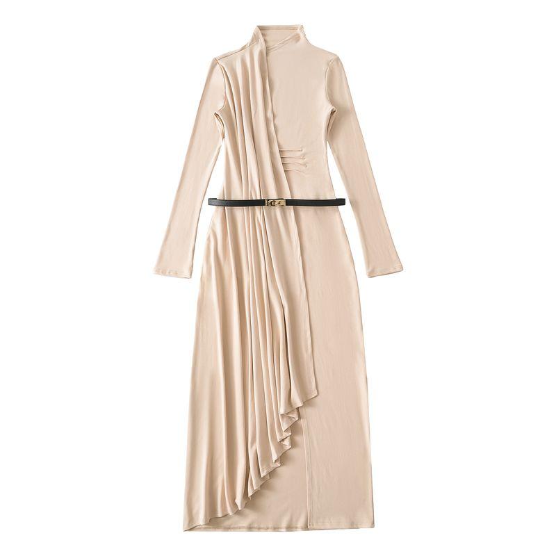 

Кендалл Тот же стиль Европейский и американский стиль королевской сестры Платье Женщины Осень Новинка Высокий сенс Длинный рукав Юбка на бедрах Сексуальная длинная юбка Apricot M