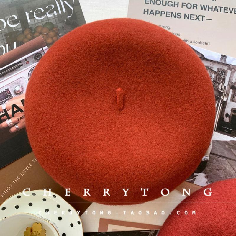 

Осенне-зимний кашемировый берет однотонный шерстяной зимний ретро теплый шляпа художника шерстяная шляпа-бутон женская average size оранжевый